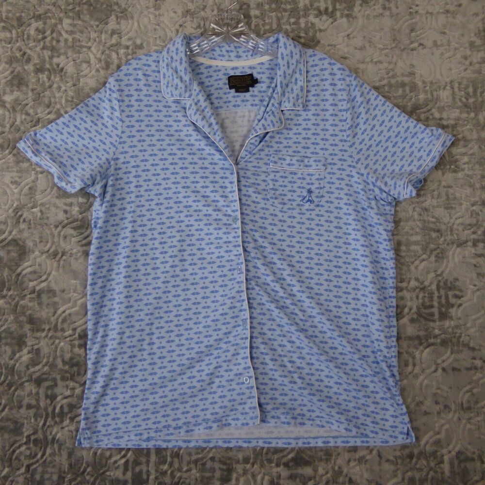 Pendleton Pajama Shirt Women's Large  Blue Button Up Long Sleeve Night